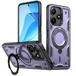 For Xiaomi Poco M6 Pro 5G PC Hybrid TPU Armor MagSafe Ring Holder Phone Case(Purple)