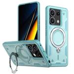 For Xiaomi Poco X6 PC Hybrid TPU Armor MagSafe Ring Holder Phone Case(Light Blue)