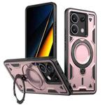 For Xiaomi Poco X6 PC Hybrid TPU Armor MagSafe Ring Holder Phone Case(Rose Gold)