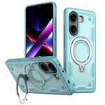 For Xiaomi Poco X7 Pro 5G PC Hybrid TPU Armor MagSafe Ring Holder Phone Case(Light Blue)