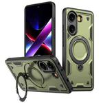 For Xiaomi Poco X7 Pro 5G PC Hybrid TPU Armor MagSafe Ring Holder Phone Case(Olive Green)