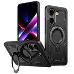 For Xiaomi Poco X7 Pro 5G PC Hybrid TPU Armor MagSafe Ring Holder Phone Case(Black)