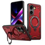 For Xiaomi Poco X7 Pro 5G PC Hybrid TPU Armor MagSafe Ring Holder Phone Case(Red)