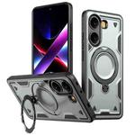 For Xiaomi Poco X7 Pro 5G PC Hybrid TPU Armor MagSafe Ring Holder Phone Case(Grey)