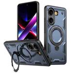 For Xiaomi Poco X7 Pro 5G PC Hybrid TPU Armor MagSafe Ring Holder Phone Case(Blue)