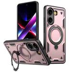 For Xiaomi Poco X7 Pro 5G PC Hybrid TPU Armor MagSafe Ring Holder Phone Case(Rose Gold)