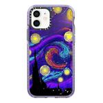 For iPhone 12 mini Simple Illustration Pattern Full Coverage Phone Case(Starry Sky B)