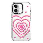 For iPhone 16 Simple Illustration Pattern Full Coverage Phone Case(3D Love)