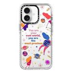 For iPhone 16 Simple Illustration Pattern Full Coverage Phone Case(Love Yourself A)