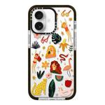 For iPhone 16 Simple Illustration Pattern Full Coverage Phone Case(Girl Stickers B)