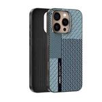 For iPhone 16 Pro ABEEL 6D Micro Relief MagSafe Magnetic Phone Case(Carbon Fiber Blue)