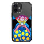 For iPhone 12 Simple Illustration Pattern Full Coverage Phone Case(Personality Girl A)