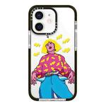 For iPhone 12 Simple Illustration Pattern Full Coverage Phone Case(Personality Girl C)