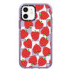 For iPhone 12 Simple Illustration Pattern Full Coverage Phone Case(Love Strawberry)