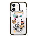 For iPhone 12 Simple Illustration Pattern Full Coverage Phone Case(Travel Ticket A)