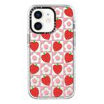 For iPhone 12 mini Simple Illustration Pattern Full Coverage Phone Case(Love Strawberry Flower)