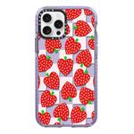 For iPhone 12 Pro Simple Illustration Pattern Full Coverage Phone Case(Love Strawberry)