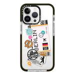 For iPhone 14 Pro Simple Illustration Pattern Full Coverage Phone Case(Travel Ticket A)