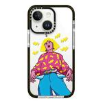 For iPhone 15 Simple Illustration Pattern Full Coverage Phone Case(Personality Girl C)