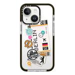 For iPhone 15 Simple Illustration Pattern Full Coverage Phone Case(Travel Ticket A)