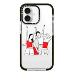 For iPhone 16 Simple Illustration Pattern Full Coverage Phone Case(Happy Friend B)