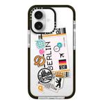 For iPhone 16 Simple Illustration Pattern Full Coverage Phone Case(Travel Ticket A)