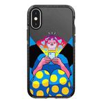 For iPhone X / XS Simple Illustration Pattern Full Coverage Phone Case(Personality Girl A)