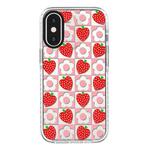 For iPhone X / XS Simple Illustration Pattern Full Coverage Phone Case(Love Strawberry Flower)