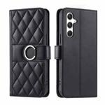 For Samsung Galaxy A55 5G Ring Buckle Rhombic Leather Phone Case(Black)