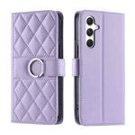For Samsung Galaxy A55 5G Ring Buckle Rhombic Leather Phone Case(Purple)