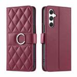 For Samsung Galaxy A25 5G Ring Buckle Rhombic Leather Phone Case(Red)