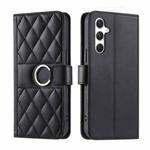 For Samsung Galaxy A25 5G Ring Buckle Rhombic Leather Phone Case(Black)