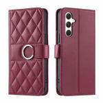 For Samsung Galaxy A15 4G / 5G Ring Buckle Rhombic Leather Phone Case(Red)
