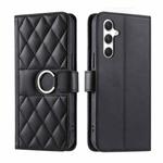 For Samsung Galaxy A15 4G / 5G Ring Buckle Rhombic Leather Phone Case(Black)