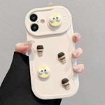 For iPhone 16 Briquettes Sliding Camshield 3D Coffee TPU Phone Case(Beige White)