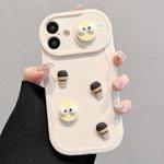 For iPhone 16 Plus Briquettes Sliding Camshield 3D Coffee TPU Phone Case(Beige White)