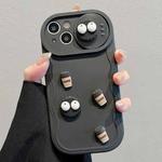 For iPhone 15 Plus Briquettes Sliding Camshield 3D Coffee TPU Phone Case(Black)