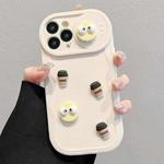 For iPhone 12 Pro Briquettes Sliding Camshield 3D Coffee TPU Phone Case(Beige White)