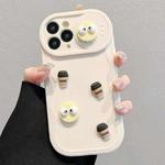 For iPhone 11 Pro Max Briquettes Sliding Camshield 3D Coffee TPU Phone Case(Beige White)