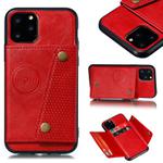 For iPhone 12 mini Leather Protective Case with Holder & Card Slots(Red)