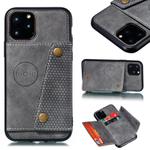 For iPhone 12 Pro Max Leather Protective Case with Holder & Card Slots(Grey)