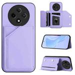 For OPPO A3 Pro Skin Feel Four Card Slots Phone Case with Wrist Strap(Purple)