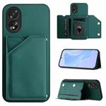 For OPPO A38 4G / A18 4G Global Skin Feel Four Card Slots Phone Case with Wrist Strap(Green)