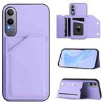 For OPPO K12X Skin Feel Four Card Slots Phone Case with Wrist Strap(Purple)