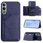 For OPPO K12 5G Skin Feel Four Card Slots Phone Case with Wrist Strap(Blue)