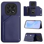 For OPPO A5 / F29 Skin Feel Four Card Slots Phone Case with Wrist Strap(Blue)