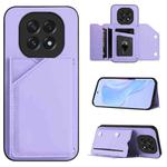 For OPPO A5 / F29 Skin Feel Four Card Slots Phone Case with Wrist Strap(Purple)