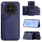 For OPPO Find X8s Skin Feel Four Card Slots Phone Case with Wrist Strap(Blue)