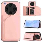 For OPPO Find X8 Ultra Skin Feel Four Card Slots Phone Case with Wrist Strap(Pink)