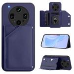 For OPPO Find X8 Ultra Skin Feel Four Card Slots Phone Case with Wrist Strap(Blue)